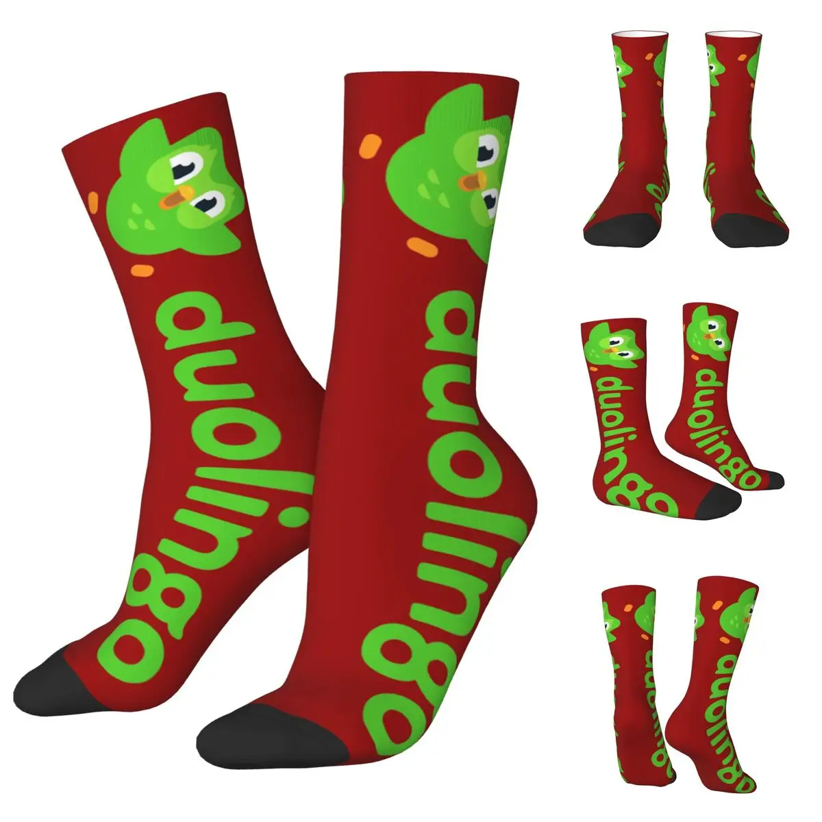 

Уютные носки Duolingo Owl Duo унисекс, носки в стиле хип-хоп с 3D принтом, сумасшедшие носки в уличном стиле