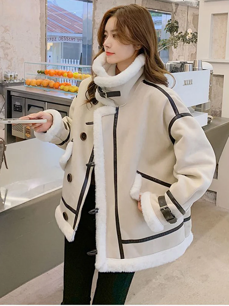 Streetwear Loose Suede Fur Jacket Winter Autumn Warm Parka Zipper Lamb Sheepskin Windbreaker Big Pocket Long Sleeve Outerwear
Streetwear Loose Suede Fur Jacket Winter Autumn Warm Parka Zipper Lamb Sheepskin Windbreaker Big Pocket Long Sleeve Outerwear