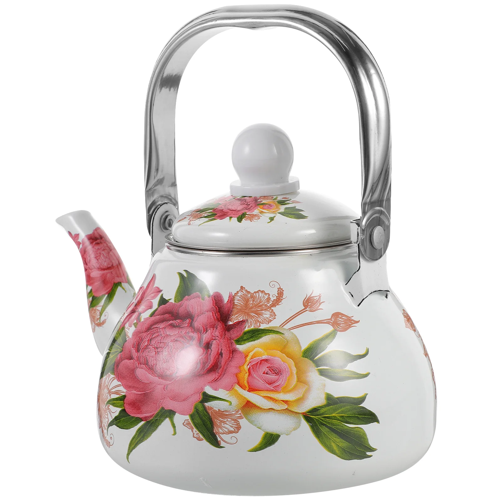 

Enamel Tea Kettle for Stovetop Vintage Floral Pattern Teakettle with Infuser