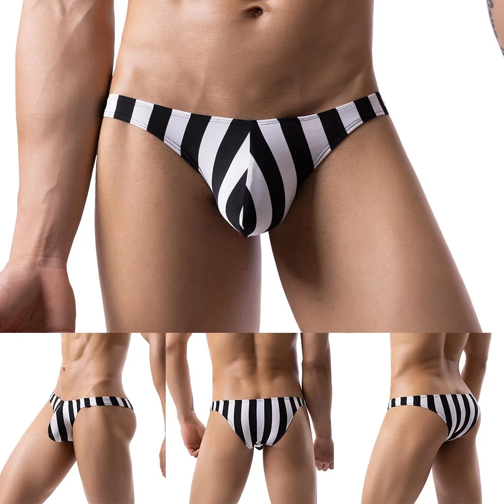 Mens Bikini Swimwear Elastic Bulge Pouch Stripe Printed Panties Low Waist G-Strings Briefs Thongs Underwear Gay Men Jockstrap
Mens Bikini Swimwear Elastic Bulge Pouch Stripe Printed Panties Low Waist G-Strings Briefs Thongs Underwear Gay Men Jockstrap