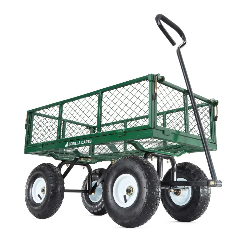 

Gorilla Carts GOR400 400-lb. Steel Mesh Garden Cart with 10" Tires Beach Trolley Wagon Cart Folding Cart Beach Wagon