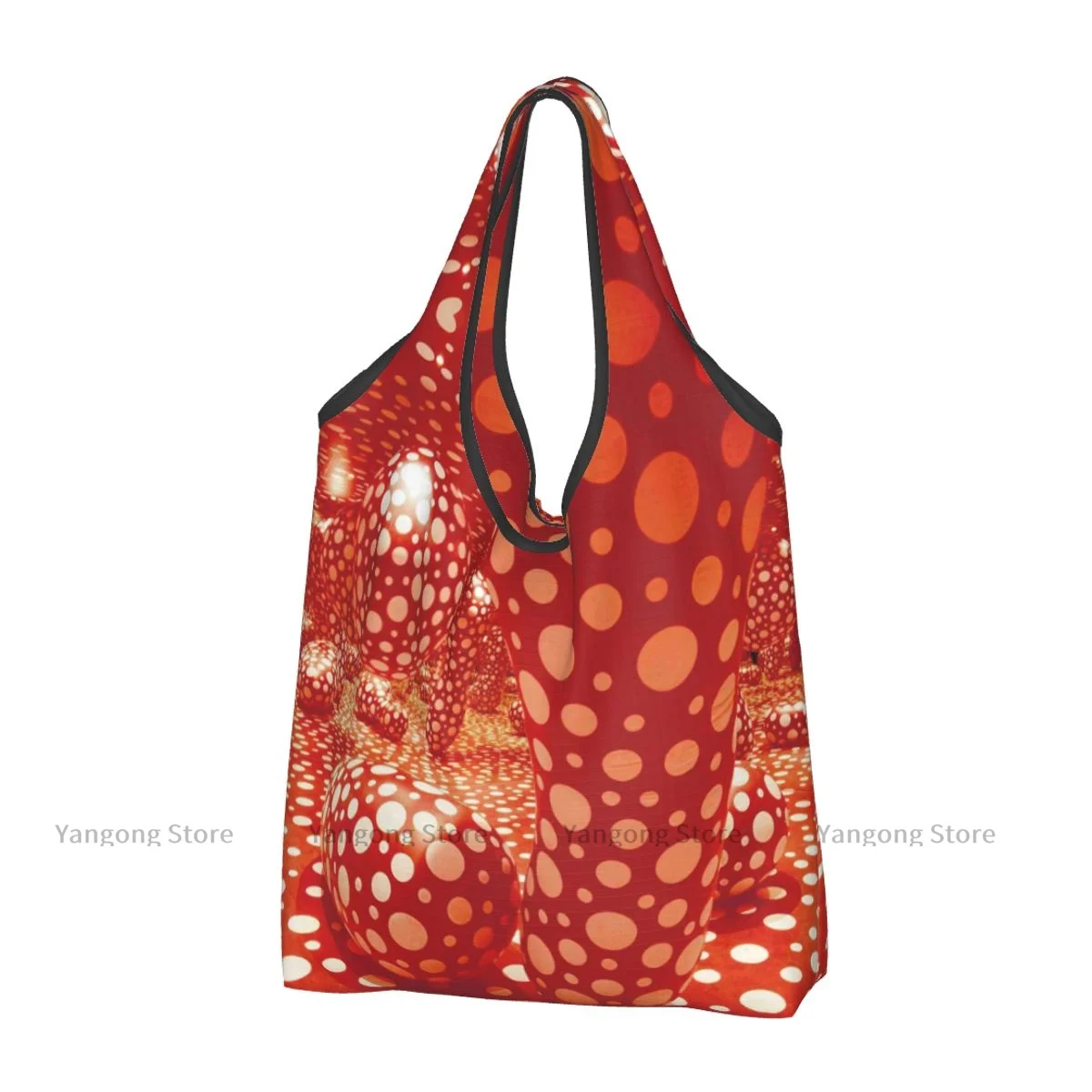 

Foldable Shopping Bag Kusama Infinity Dots Tote Folding Pouch Handbag Convenient Travel Grocery Bag