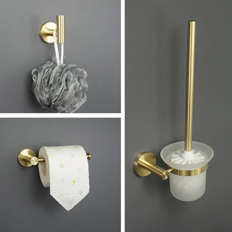 Bathroom Hardware Set Toilet Brush Holder Tissue Paper Holder Wall Mount Towel Robe Coat Hook Brushed Gold Bathroom Accessories
Bathroom Hardware Set Toilet Brush Holder Tissue Paper Holder Wall Mount Towel Robe Coat Hook Brushed Gold Bathroom Accessories