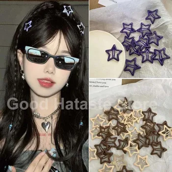 여성용 컬러풀 스타 BB 헤어클립, Y2K 스냅 헤어핀, 사이드 헤어 바레트, 멋진 소녀 클립, 부티크 키즈 헤어 액세서리, 2 개, 5 개, 10 개