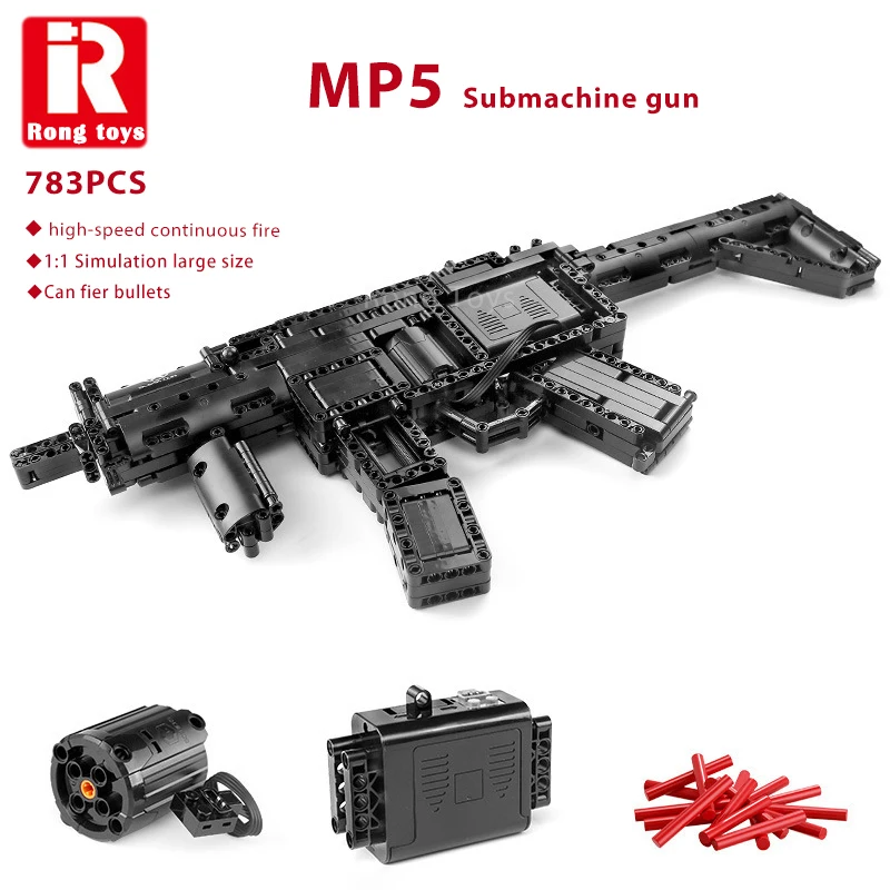 

Army Weapons Gun Germany MP5 Submachine Rifle Technical 1:1 Building Blocks Model Kit Kids SWAT Military Game Bricks Toys Gift