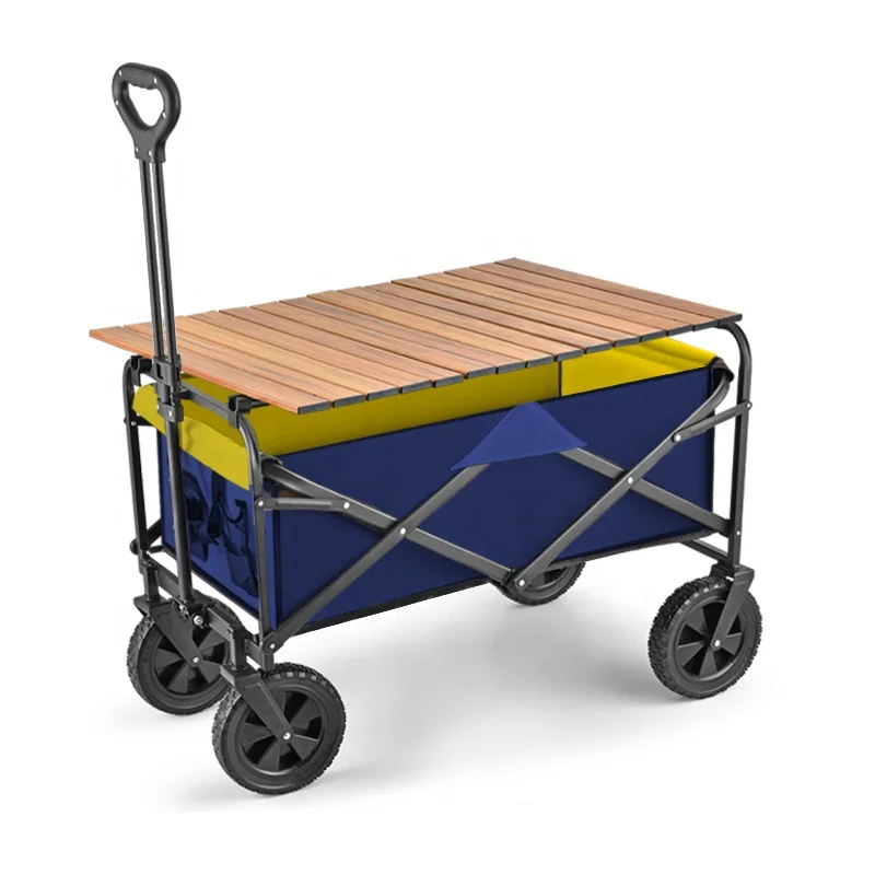 

Premium Steel 600D Oxford Capacity 125kg Folding Wagon Trolley Portable Garden Carts with Steel Brakes Heavy Duty for Shopping