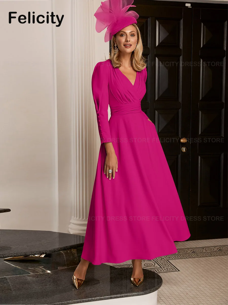 Simple Mother of the Bride Dresses 2023 A-line V-neck Ankle-Length Pleated Formal Wedding Guest Dresses Robes Invitée Mariage
Simple Mother of the Bride Dresses 2023 A-line V-neck Ankle-Length Pleated Formal Wedding Guest Dresses Robes Invitée Mariage