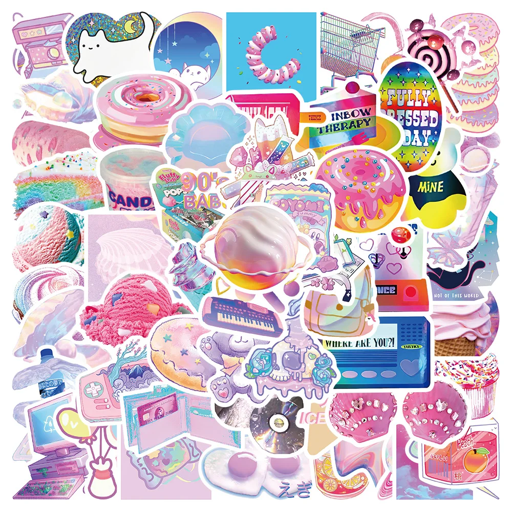 50pcs Colorful Korean Style Vaperwave Aesthetic Sweet Food Stickers For Laptop Phone Water Bottle Waterproof Graffiti Decals
50pcs Colorful Korean Style Vaperwave Aesthetic Sweet Food Stickers For Laptop Phone Water Bottle Waterproof Graffiti Decals