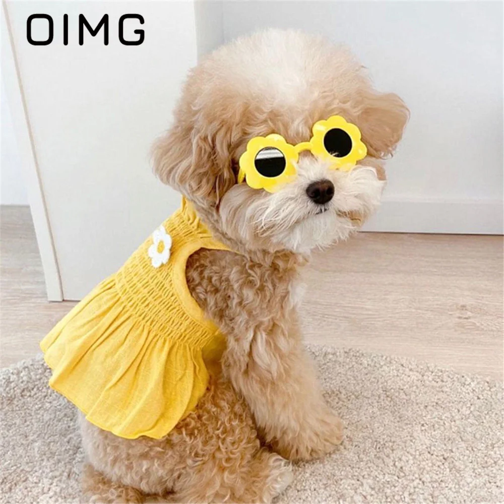 

OIMG Cute Little Daisy Small Dogs Strap Princess Skirt Cat Dog Clothing Teddy Schnauzer Bichon Summer Thin Pet Dress