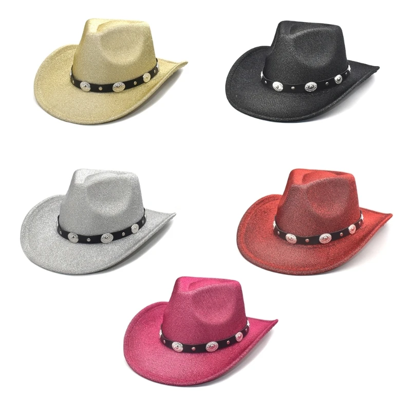 

Vacation Cowboy Hat Glitters Surprise Gift for Girl Boys Cowgirl Hat for Carnivals Music Festival Y1QD