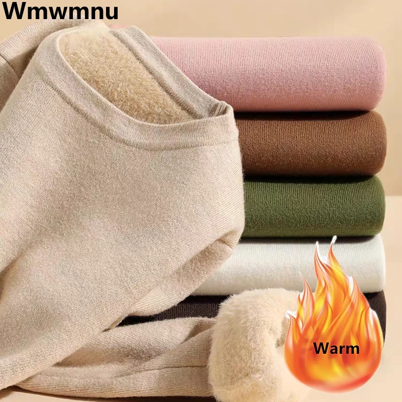 Velvet Lined Winter Thicken O-neck Knitted Pullover Warm Soft Slim Sweater New Casual Knitwear Jumpers Bottom Long Sleeve Tops
Velvet Lined Winter Thicken O-neck Knitted Pullover Warm Soft Slim Sweater New Casual Knitwear Jumpers Bottom Long Sleeve Tops