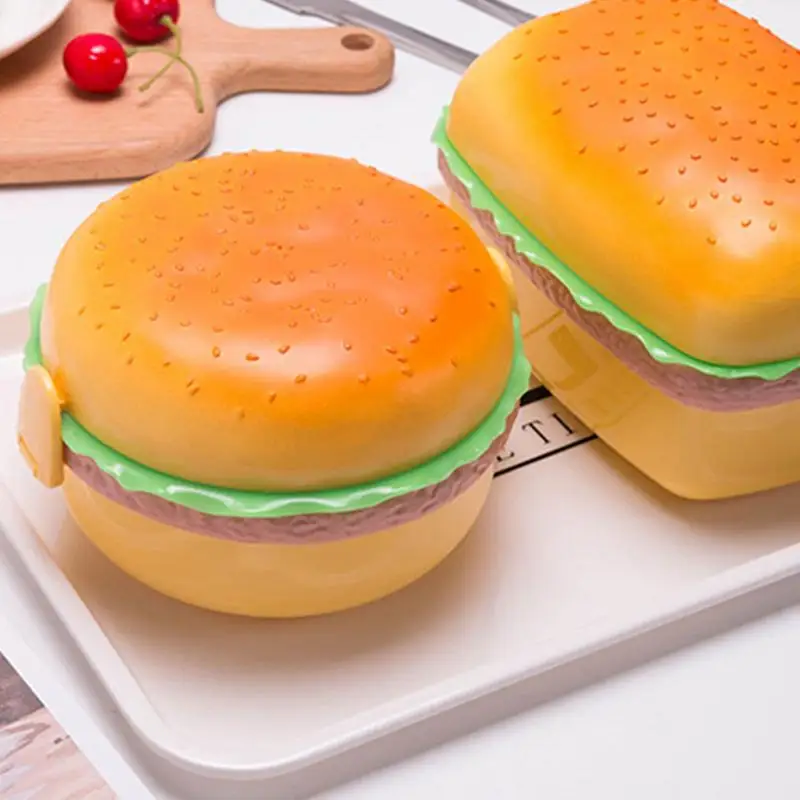 

Sandwiche 3 Tier Lunch Box Hamburger Food Container With Spoon Leakproof Lunch Box Cute Burger Lunch Box Perfect For Salads