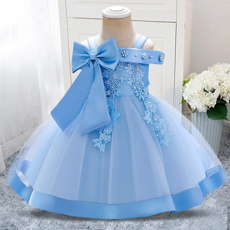 

Summer 1st Birthday Dress Baby Girl Clothing Baptism Princess Party Costume One Shoulder Flower Ceremony Kids Toddler Clothes