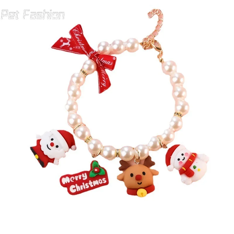 Christmas Pet Pearl Necklace Little Cat Dog Pearl Necklace Christmas Merry Bow Gift Elk Snowman Silent Dog Accessories
Christmas Pet Pearl Necklace Little Cat Dog Pearl Necklace Christmas Merry Bow Gift Elk Snowman Silent Dog Accessories
