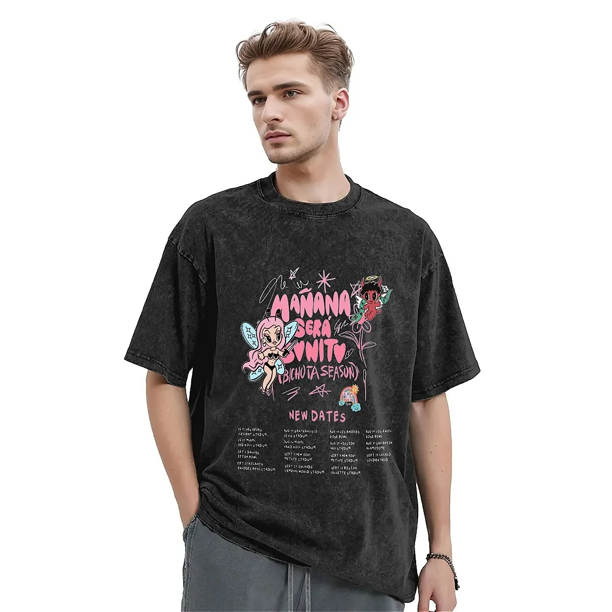 

Мужская и женская футболка Karol G, Промытые футболки, крутая летняя футболка с принтом Манны, серы, Бонито, летние футболки, уличная одежда, простая одежда стандарта 2XL