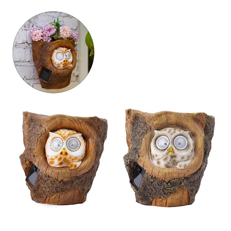 

Garden Solar Lights Owl Statue Plant Pot Housewarming Gift Hanging Decorations Beautiful Owl Glowing Figurine Patio Lawn