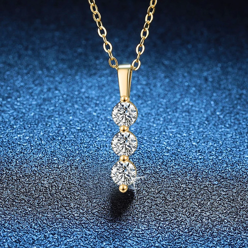 NeeTim 4mm Moissanite Necklace for Women Lab Diamond S925 Sterling Silver With Yellow Gold Plated Wedding Pendant GRA Necklaces 4 Sba2df0887680432e843a7df85f230f99E