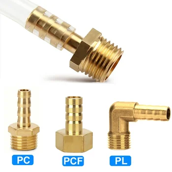 PC PCF PL 파고다 커넥터, 6 8 10 12 14 16mm 호스 바브 커넥터, 호스 테일 스레드 1/8 1/4 3/8 1/2 BSP 황동 파이프 피팅