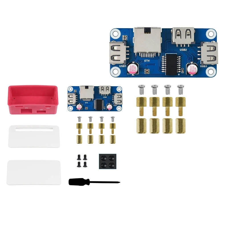 

Ethernet/USB HUB Box for Raspberry Pi Zero/Zero for W/Zero WH, ETH/USB HUB HAT (B) Inside, with 1x RJ45 Port, 3 X USB 2.