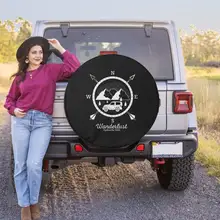 

Compass & Mountains Tire Cover - Spare Tire Cover for Jeep Wrangler, Jeep Liberty, 2021 Bronco, RV, Camper - Optional Backup Cam