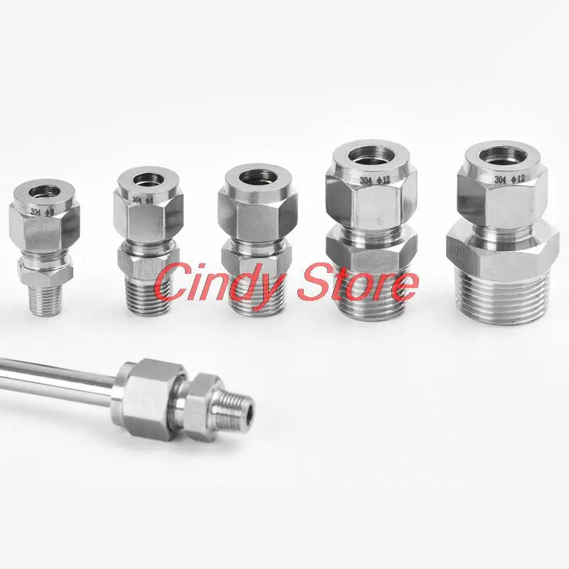 

1/8" 1/4" 3/8" 1/2"NPT Male x 3 4 6 8 10 12 14 16 18 20mm OD 304 Stianless Steel Pipe Fitting Compression Tube Union Connector