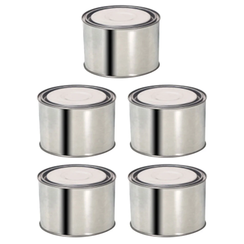 

5 Pcs Round Can Sealed Container Empty Paint Oil Bucket Handheld Containers for Leftover Tinplate Multipurpose