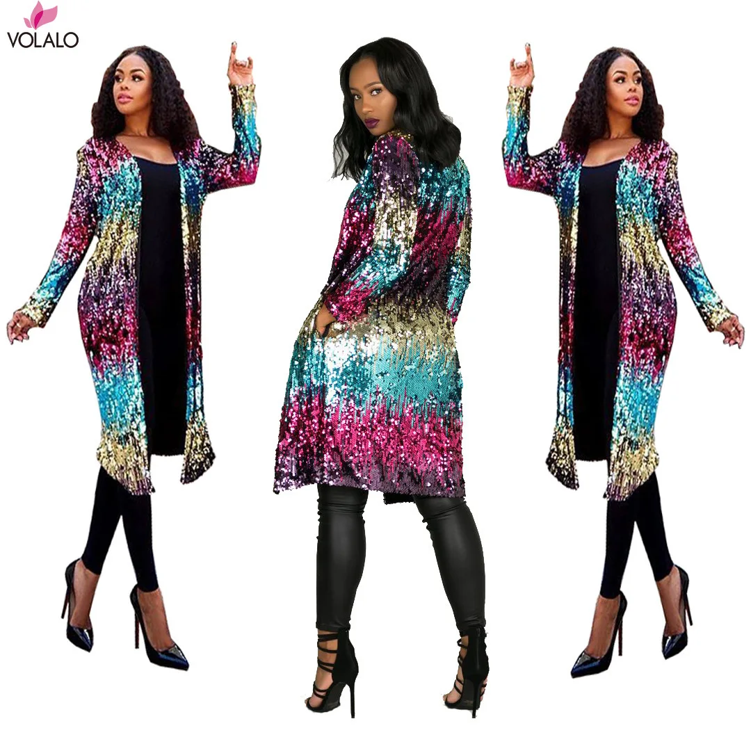 VOLALO Fall Gradient Sequined Long Jackets Women Long Sleeve Open Stitch Loose Coats Streetwear Ladies Outwear Elegant Cardigans
VOLALO Fall Gradient Sequined Long Jackets Women Long Sleeve Open Stitch Loose Coats Streetwear Ladies Outwear Elegant Cardigans