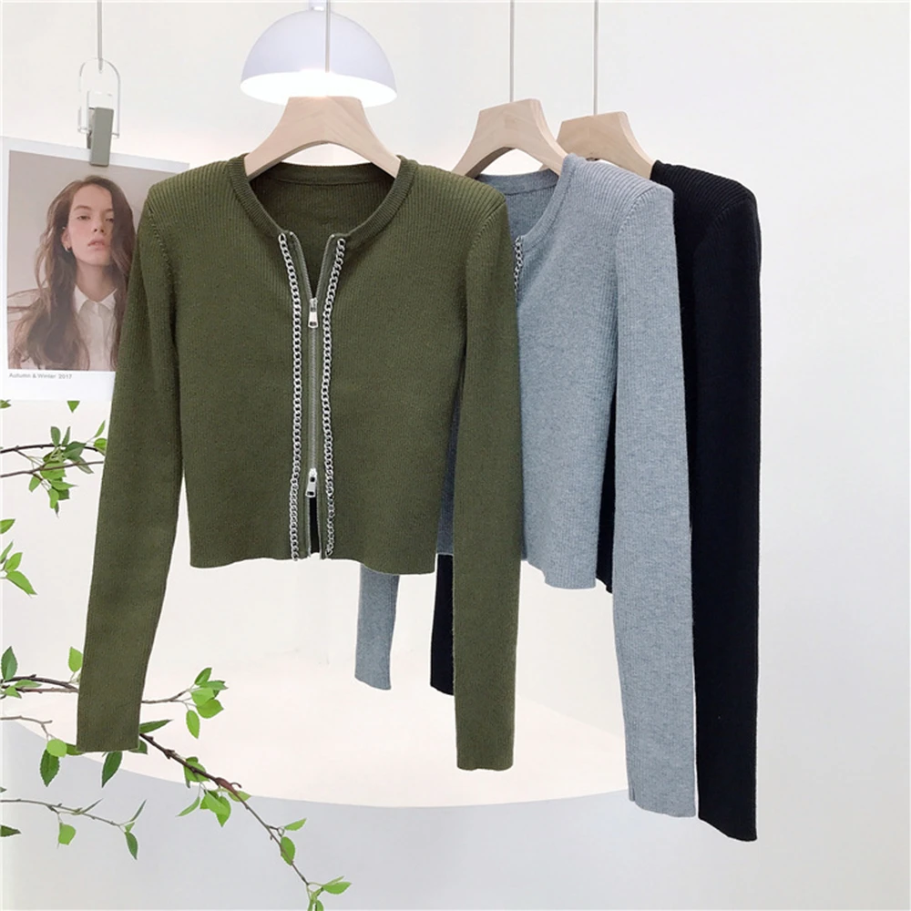 High Quality Women Winter New Vintage O Neck Double Zip Shoulder Pad Cashmere Short Knit Cardigan Sweater
High Quality Women Winter New Vintage O Neck Double Zip Shoulder Pad Cashmere Short Knit Cardigan Sweater