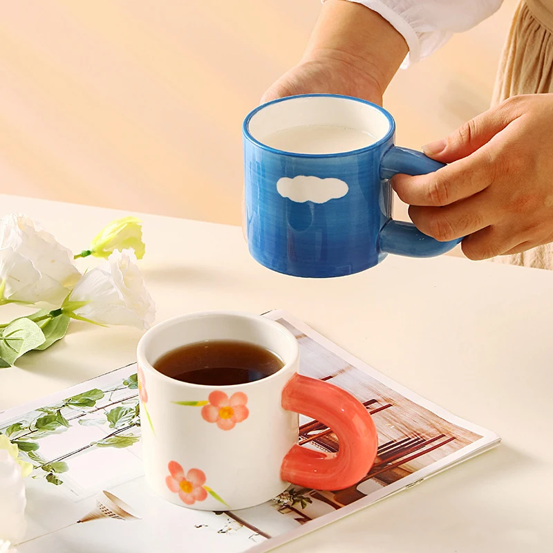 Ins Ceramic Mug with Handle Hand Pinch Creative Flower Heart Stripe Mugs Home Couple Drinking Coffee Cups Office Water Cup 
Ins Ceramic Mug with Handle Hand Pinch Creative Flower Heart Stripe Mugs Home Couple Drinking Coffee Cups Office Water Cup