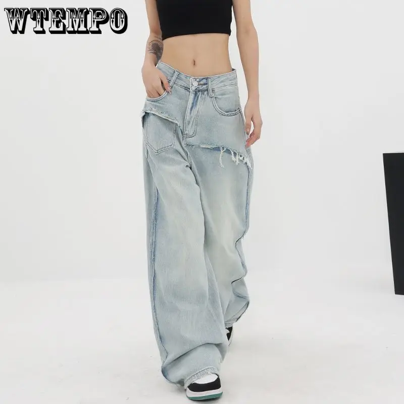 Women Retro Wash Straight High Waist Jean Trousers Baggy Ripped Tassel Design Denim Pants Female American Style Streetwear Chic
Women Retro Wash Straight High Waist Jean Trousers Baggy Ripped Tassel Design Denim Pants Female American Style Streetwear Chic