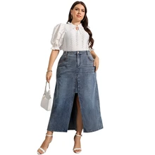High Waist Denim Skirts Plus Size High Split Pockets Classic Long Jeans Skirt for Women 5XL Fashion Korean Elegant Jupe Femme
High Waist Denim Skirts Plus Size High Split Pockets Classic Long Jeans Skirt for Women 5XL Fashion Korean Elegant Jupe Femme