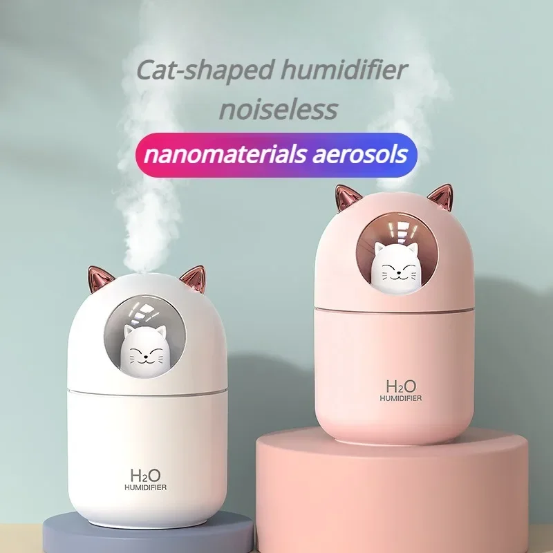 

Portable Mini Humidifier, 300ml Small Cool Mist Humidifier, USB Personal Desktop Humidifier Super Quiet Cat Styling humidifier