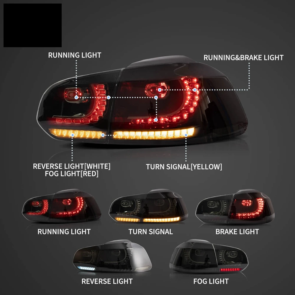 2008-2014 Volkswagen Golf 6th Gen Mk6 (5K) R20 Hatchback VW LED Tail Lights With Amber Sequential Turn Signal Rear Fog Lamp
2008-2014 Volkswagen Golf 6th Gen Mk6 (5K) R20 Hatchback VW LED Tail Lights With Amber Sequential Turn Signal Rear Fog Lamp