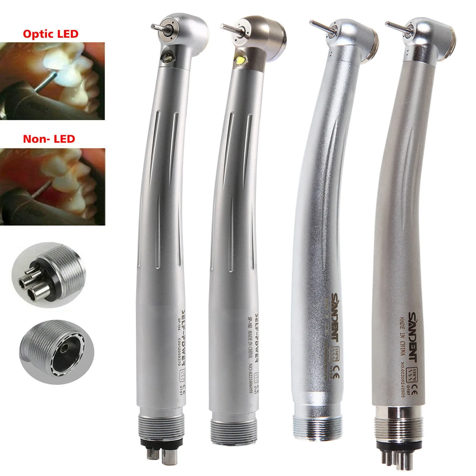 

NSK Style Dental LED Fiber Optic E-generator/ High Speed Handpiece Single/Triple Spray Push Button Turbine 2/4Hole