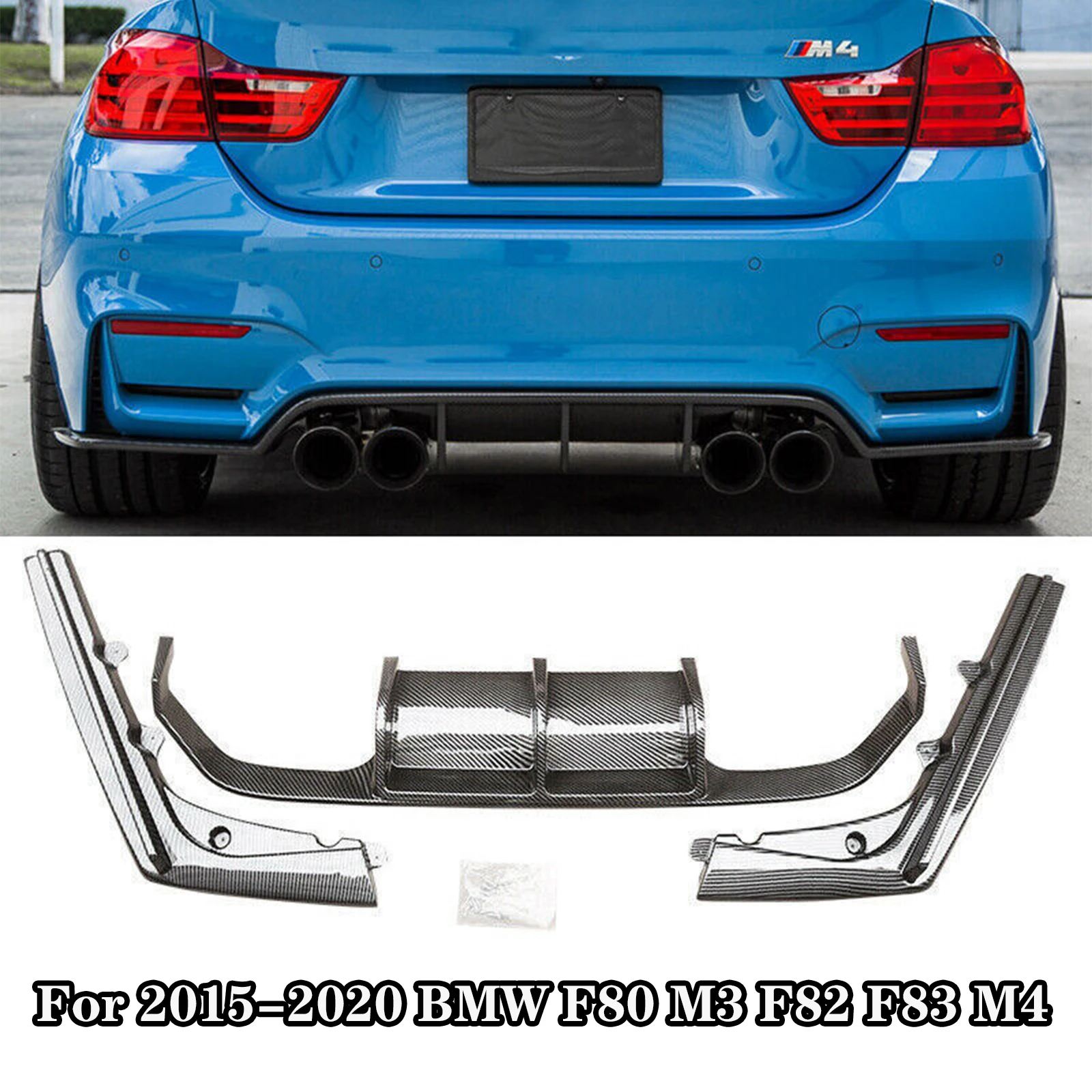 

Rear Bumper Diffuser For 2015-2020 BMW F80 M3 F82 F83 M4 Splitter Spoiler Lip Lower Body Kit Accessories Carbon Fiber Look
