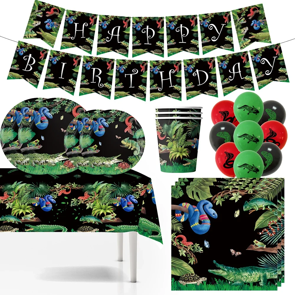 Reptile Party Supplies Lizard and Snake Disposable Tableware Cup Plate Napkin Balloon Birthday Party Decorations Baby Shower
Reptile Party Supplies Lizard and Snake Disposable Tableware Cup Plate Napkin Balloon Birthday Party Decorations Baby Shower