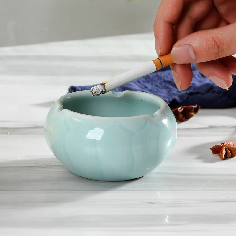Ceramic Ashtray for Indoor or Outdoor Use Ash Tray Holder for Smokers House Carved Lotus Decorations Porcelain Chinese Celadons
Ceramic Ashtray for Indoor or Outdoor Use Ash Tray Holder for Smokers House Carved Lotus Decorations Porcelain Chinese Celadons