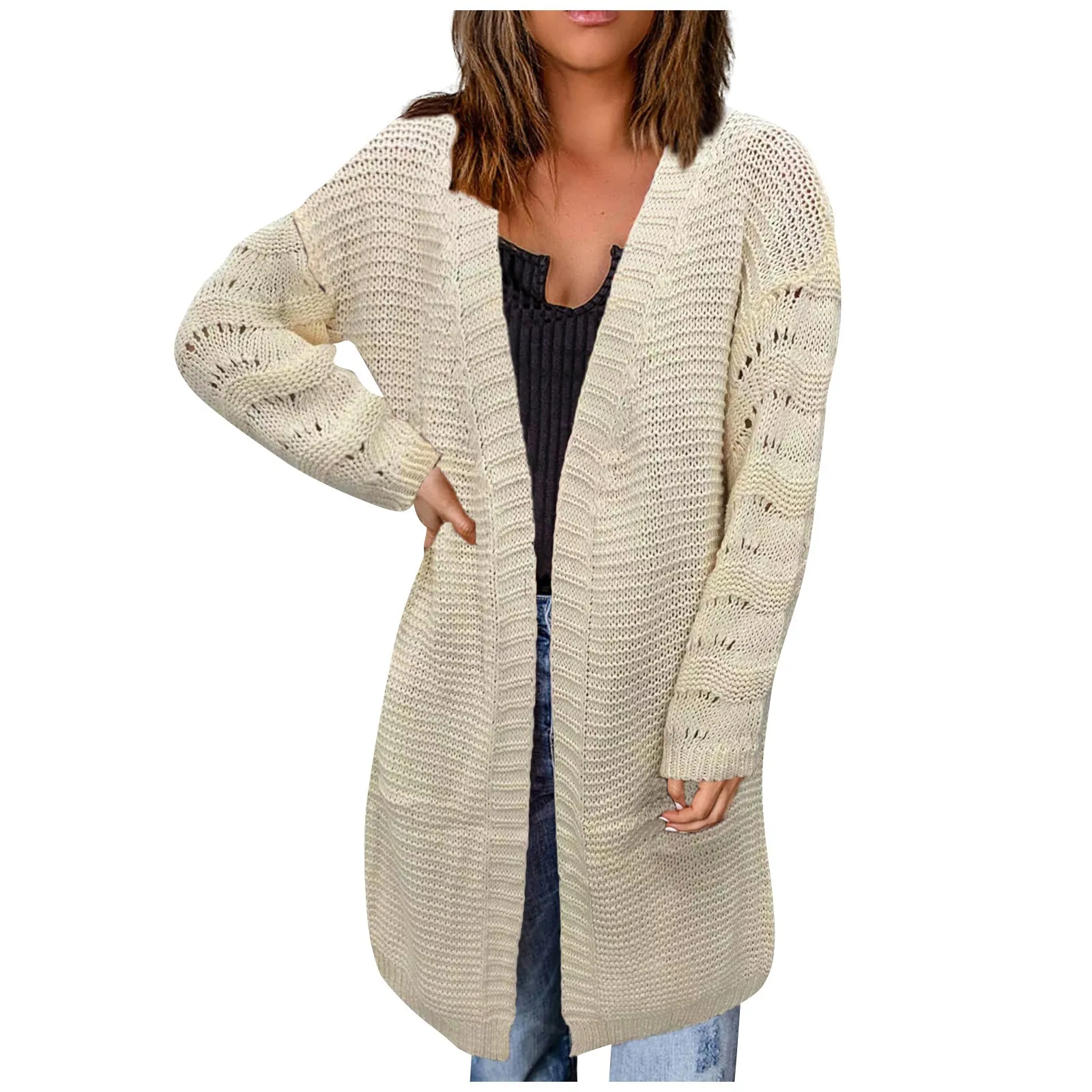 New Knitted Cardigan In Autumn Winter Women's Loose Long Sleeve Sweater Solid Color Medium Length Knitted Sweater Jackets
New Knitted Cardigan In Autumn Winter Women's Loose Long Sleeve Sweater Solid Color Medium Length Knitted Sweater Jackets