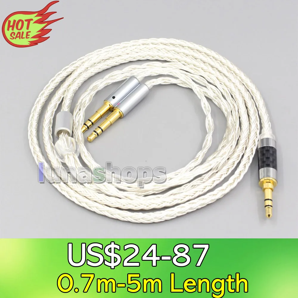 

LN007043 16 Core OCC Silver Plated Headphone Cable 7mm High Step For Beyerdynamic T1 T5P II AMIRON HOME Denon AH-D600 AH-D7100