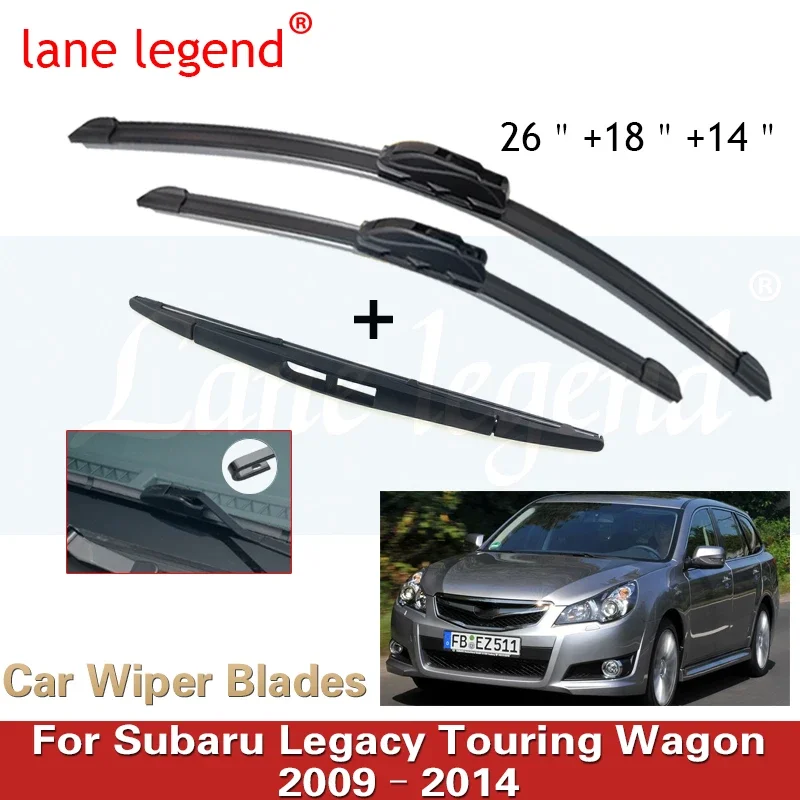 

Front Rear Wiper Blade Set For Subaru Legacy MK5 5 BM BR Liberty B4 Touring Wagon 2009-2014 Windshield Windscreen Window Brushes