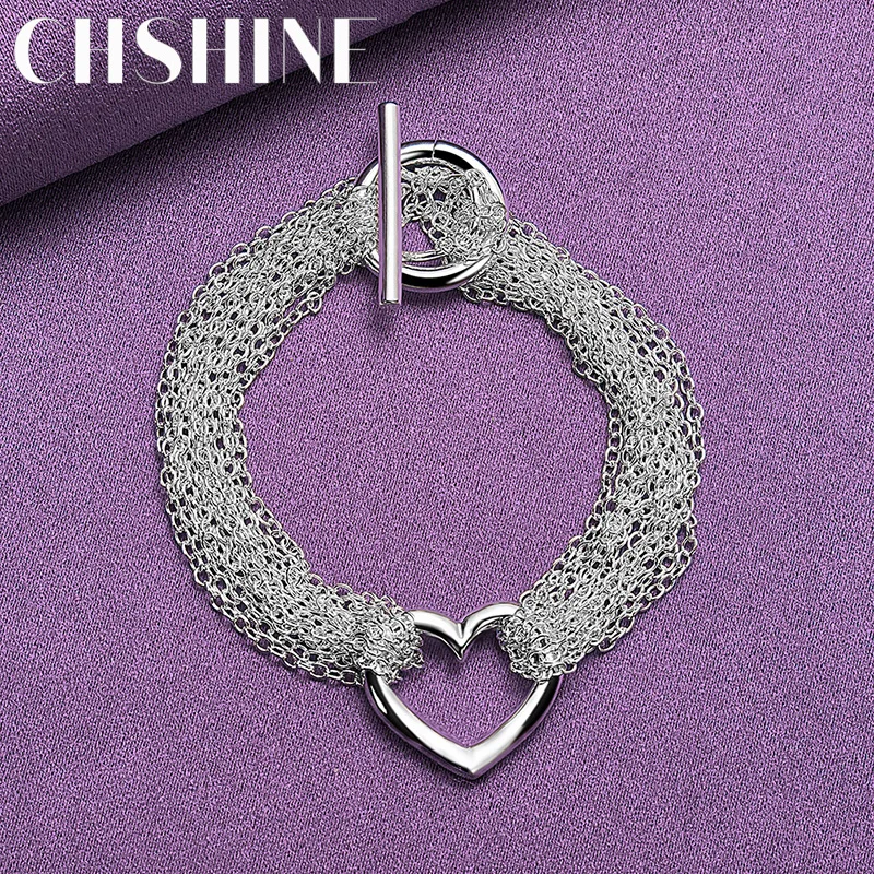 CHSHINE 925 Sterling Silver Multi Fine Chain Heart Bracelet Fashion Charm Wedding Party Gifts For Women Jewelry
CHSHINE 925 Sterling Silver Multi Fine Chain Heart Bracelet Fashion Charm Wedding Party Gifts For Women Jewelry