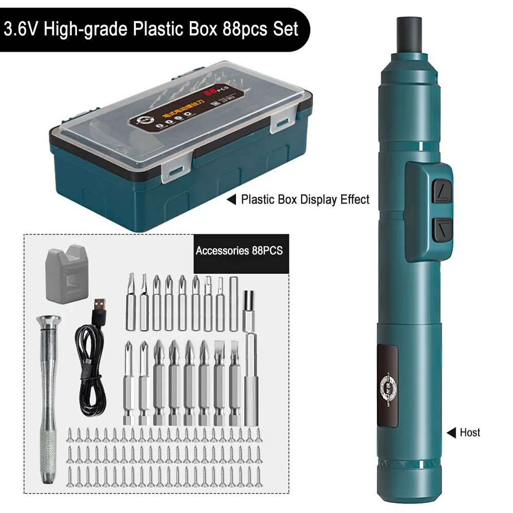 

Set Rechargeable Electric Set Screwdrivers Mini Screwdriver Drill With Cordless 250r/min Bits Impact Tools Kits And USB 88pcs