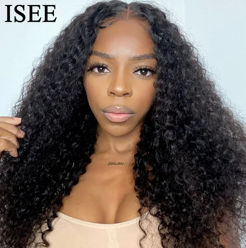 

ISEE Hair Water Wave Wigs Human Hair Wig Lace Front Curly Wigs Pre Bleached Knots HD 6X4 Glueless Wigs Wear And Go Closure Wigs