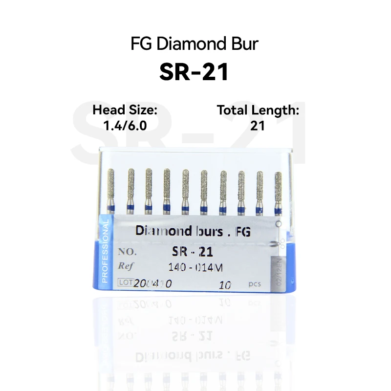 10pcs Dental Clinic Products SR-21 140-014M Diamond Bur FG High Speed 1.4/6.0 21.0mm Blue Medium Intra-oral Tools Material
10pcs Dental Clinic Products SR-21 140-014M Diamond Bur FG High Speed 1.4/6.0 21.0mm Blue Medium Intra-oral Tools Material