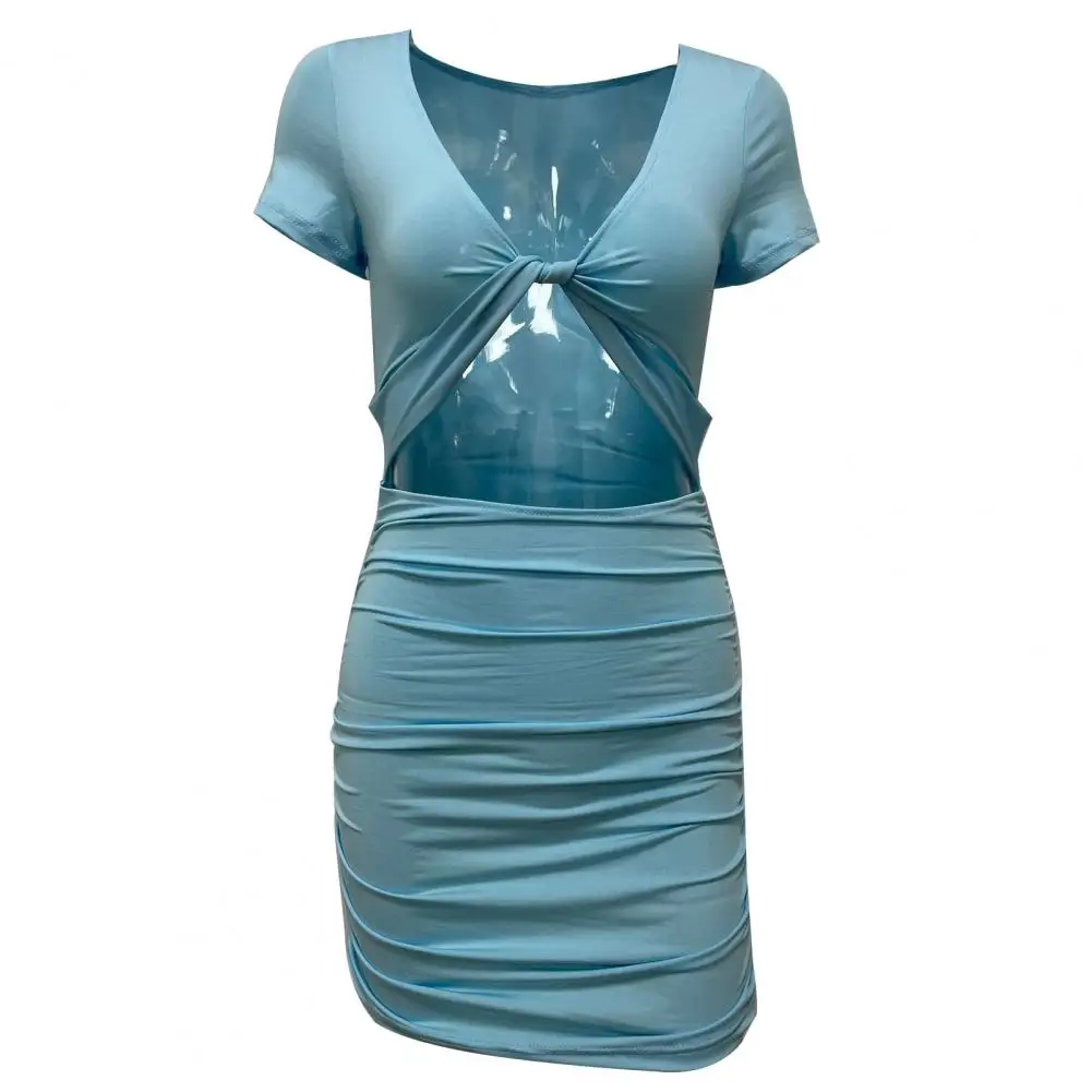 Solid Color Dress Elegant Deep V Neck Sheath Dress with Pleated Detailing High Waist for Nightclub Party Women's Sexy Mini Dress
Solid Color Dress Elegant Deep V Neck Sheath Dress with Pleated Detailing High Waist for Nightclub Party Women's Sexy Mini Dress