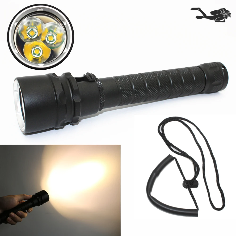 Yellow light Diving flashlight Waterproof dive light 3x T6 LED Underwater hunting torch Tactical 18650 lantern
Yellow light Diving flashlight Waterproof dive light 3x T6 LED Underwater hunting torch Tactical 18650 lantern