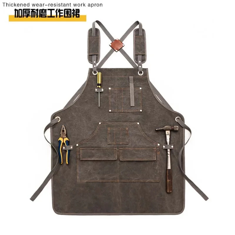 

2024 High Quality Thick Canvas Apron Carpenter Gardener Hand Hairdressing Waist High-grade American Wear-resistant Work Clothes