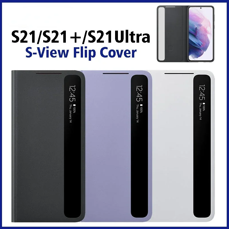 

Smart Clear View Cover for S21/S21+/S21 Ultra Flip Mirror Case For Samsung S21 Plus 5G Phone LED Cover S-View Cases EF-ZG998