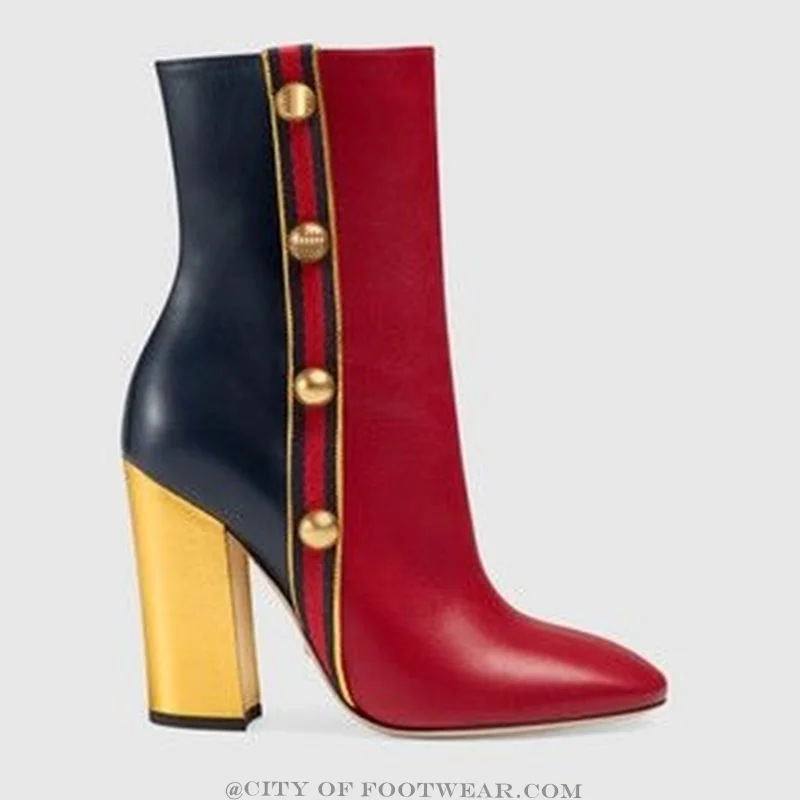 Block Heel Gold Buckled Ankle Boots Mixed Colors Pointed Toe High Heels Zipper Leather Booties Women Designer Shoes on Offer
Block Heel Gold Buckled Ankle Boots Mixed Colors Pointed Toe High Heels Zipper Leather Booties Women Designer Shoes on Offer