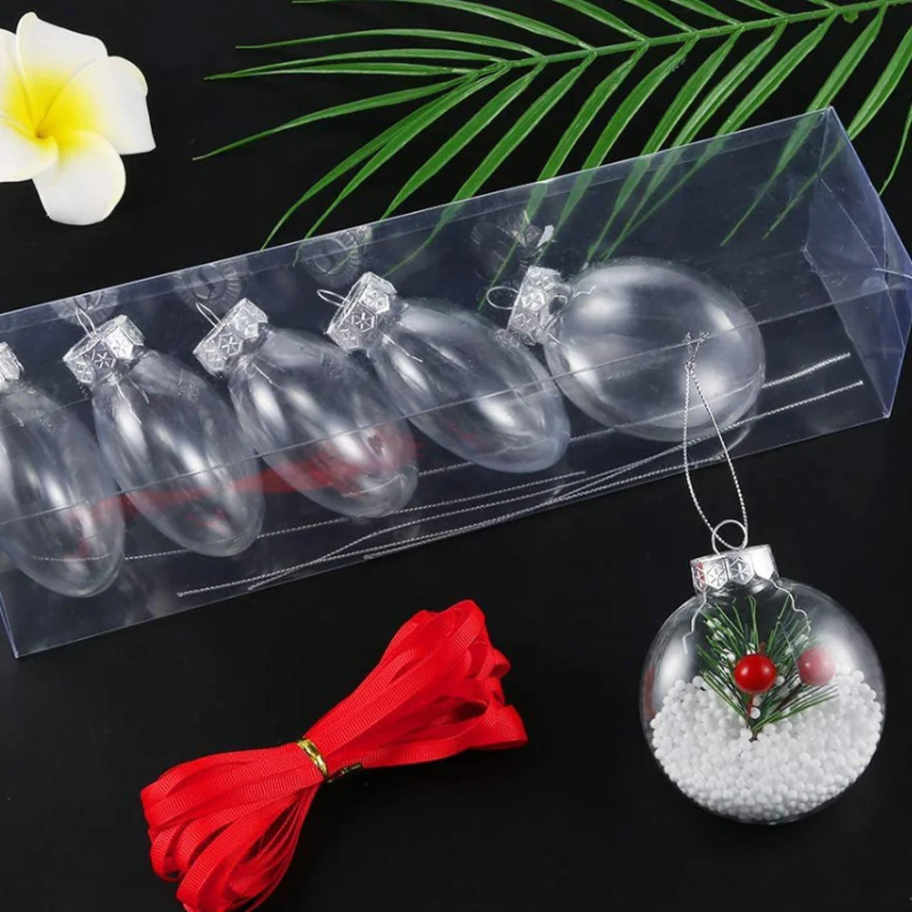 

12 Pcs Flat Ball DIY Hanging Decoration Macaron Transparent Hollow Christmas (60mm Ball) 20pcs Plastic